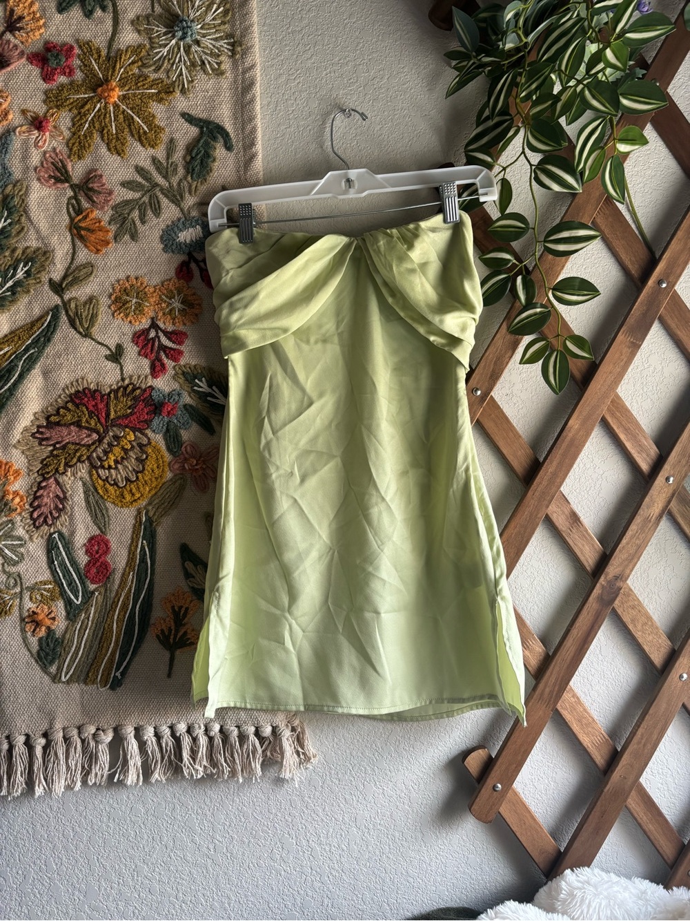 Princess Polly Strapless Twist Mini Dress in Light Green